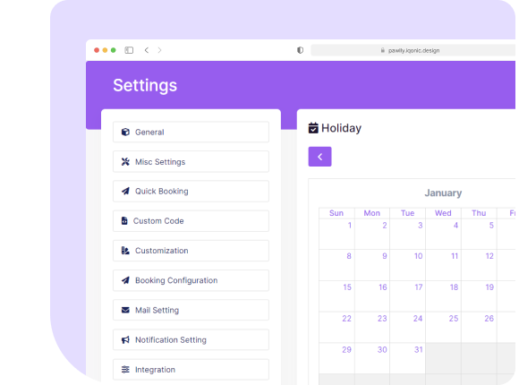 Powerful Settings Panel - Pet Sitting Software | Pawlly Feature